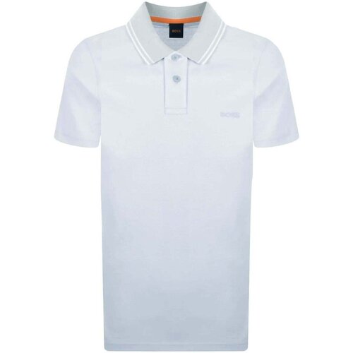 Boss Relaxed Fit Oxford Piqu&amp;eacute; New Polo Shirt Light Pastel Grey Siva Slike