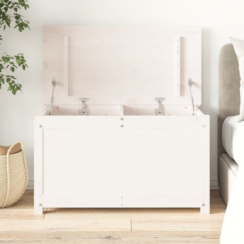 VidaXL Kutija za pohranu bijela 80 x 40 x 45,5 cm od masivne borovine Slike