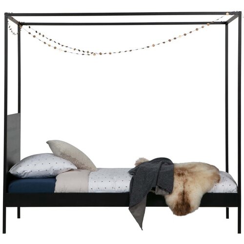 WOOOD Črna kovinska postelja z letvenim dnom 90x200 cm Dani – Cene