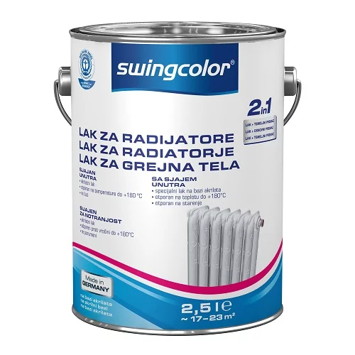 SWINGCOLOR Lak za radiatorje 2 v 1 (2,5 l, barva: sijajno bela)