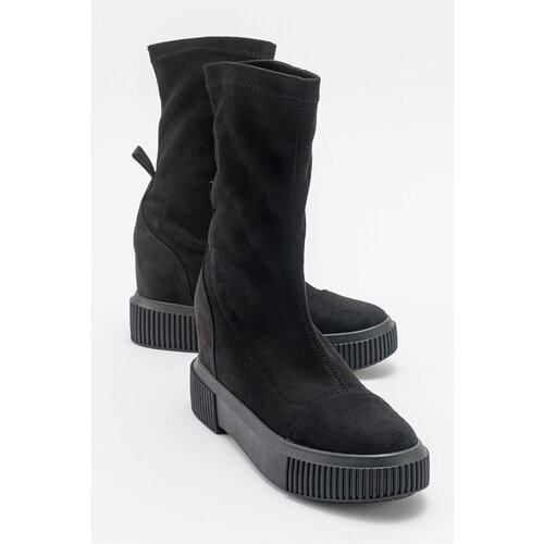 LuviShoes 3042 Black Suede Women's Wedge Heel Boots Slike