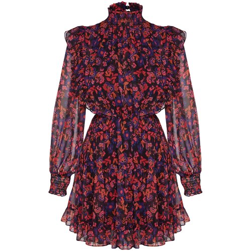 Trendyol Limited Edition Brown Flutter Detailed Chiffon Dress Cene