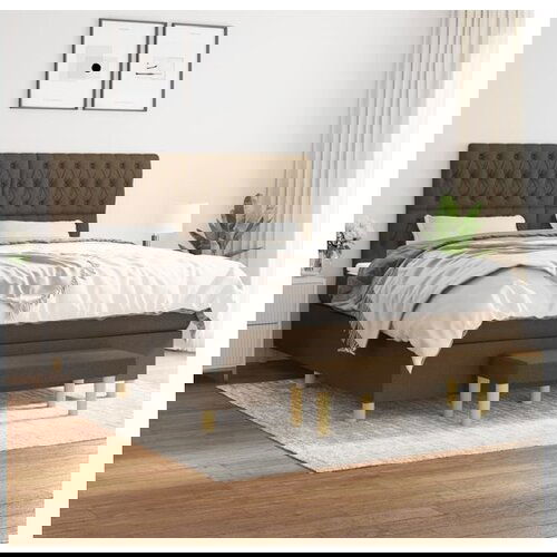 vidaXL Box spring postelja z vzmetnico temno rjava 180x200 c Cene