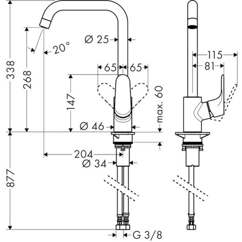 Hansgrohe enoročna kuhinjska armatura FOCUS 260 (31820000) Slike