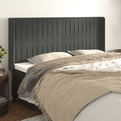 vidaXL Vzglavje z ušesi temno sivo 183x16x118/128 cm žamet Cene