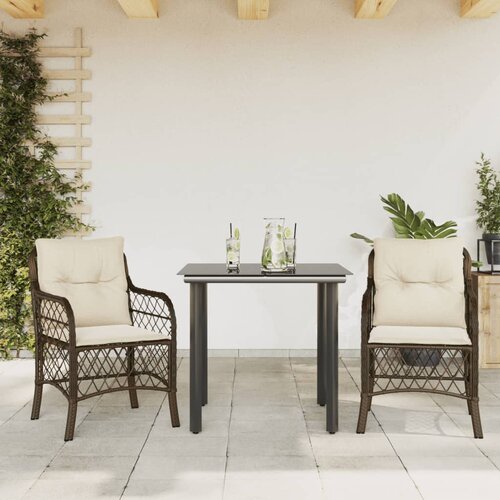 VidaXL 3-dijelni bistro set s jastucima smeđi od poliratana Slike