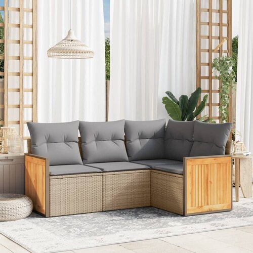 vidaXL 4-dijelni set vrtnih sofa s jastucima bež od poliratana Cijene