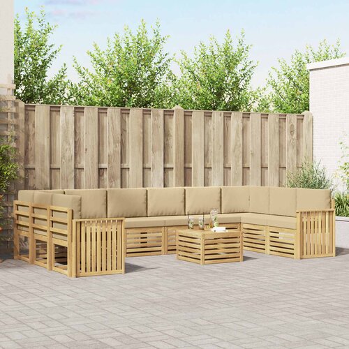  Set vanjskih sofa 11 kom. Bijela i bež Poliester Cene