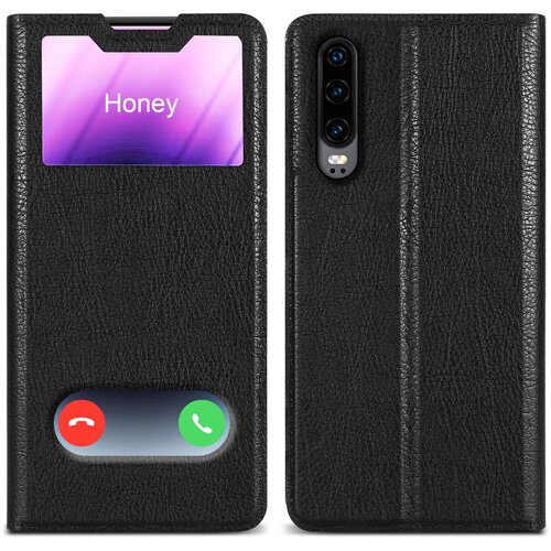 Cadorabo CATER Združljiv s Huawei v kometu Black - Za&scaron;čitni pokrov z magnetnim zapiranjem, stoječo funkcijo in 2 gledanjem oken, (20695099) Cene