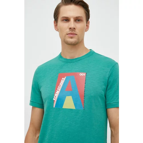 United Colors Of Benetton Pamučna majica boja: zelena, s tiskom