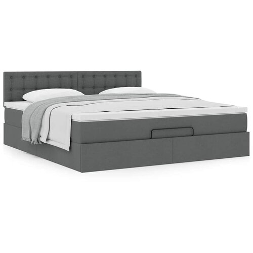 Otomanski krevet s madracem tamnosivi 160x200cm od tkanine Slike
