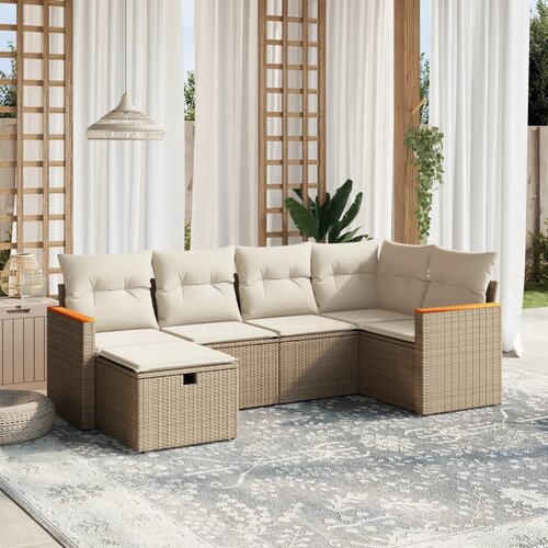 vidaXL 6-dijelni set vrtnih sofa s jastucima bež od poliratana Cijene