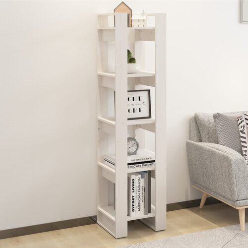 The Living Store Knjižna omara/pregrada bela 41x35x160 cm trdna borovina - Knjižna Omara, (21431200) Slike