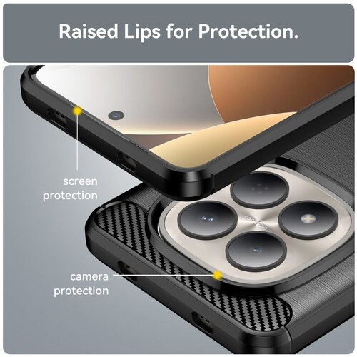 Techsuit Carbon Silicone maska za Xiaomi Redmi Note 15 Pro 4G - crna Slike
