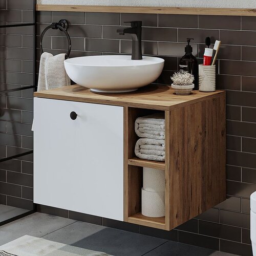 Hanah home kupatilski ormarić sa lavaboom 2455, 65 cm, atlantski bor / beli Cene