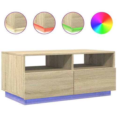  Stolić za kavu s LED svjetlima boja hrasta sonome 90x49x40 cm Slike