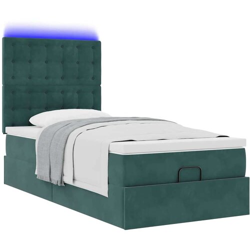 vidaXL Okvir kreveta s madracima tamnozeleni 90x200cm baršunasti Cene