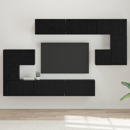  Set TV komoda s policom Zidne Ostalo s pohranom s vratima 10 pcs Crni hrast 180 x 30 x 90.5 cm Cijene