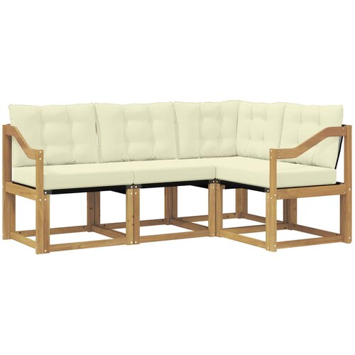 vidaXL Zunanja garnitura za sedenje z blazino 4 pcs Bela in krem, (5000282543) Cene