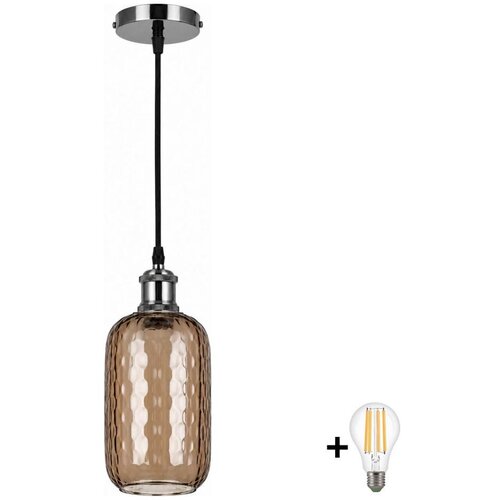  BRILAGI-LED Luster na sajli RETRO GLASS 1xE27/60W/230V prečnik 14 cm crna/zadimljeno-smeđa Slike