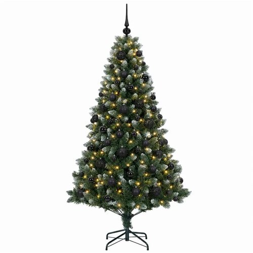  Umjetno božićno drvce s kuglicama 210 cm 300 LED lampica - 210 cm s LED-ima i crnim lopticama Slike