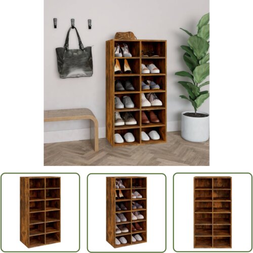 The Living Store Stojalo za čevlje dimljen hrast 54x34x100,5 cm inženirski les - Regal Za Čevlje, (21744583) Cene