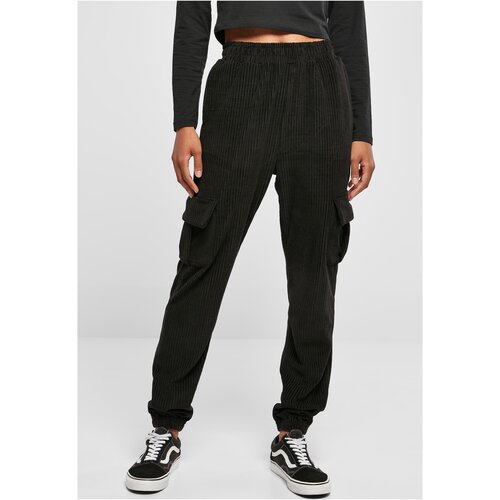 UC Ladies Women&amp;#039;s Velvet Rib Cargo Sweat High Waisted Trousers - Black Slike