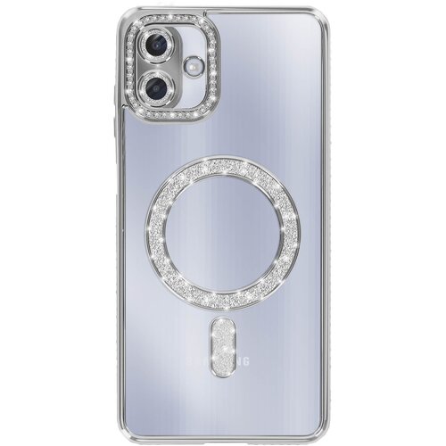 AVIZAR Ovitek za Galaxy A07, združljiv z MagSafe, z okrasnim obodom iz strasa, Srebrna, (5000189647) Cene
