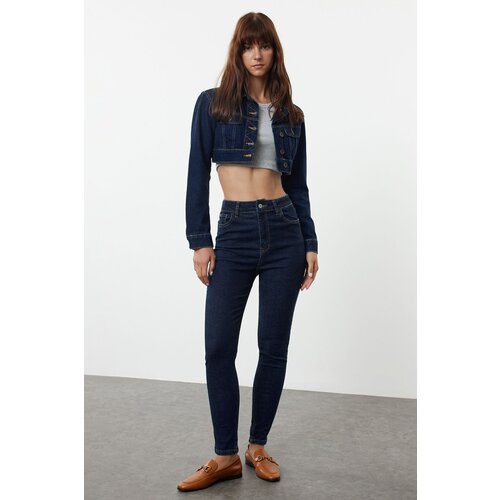 Trendyol Dark Blue High Waist Skinny Jeans Slike
