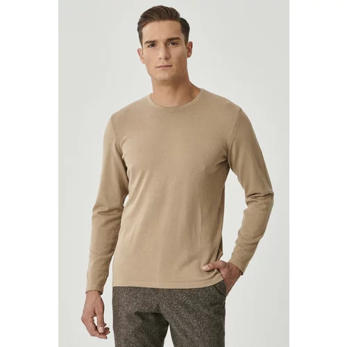 ALTINYILDIZ CLASSICS Men's Beige Standard Fit Regular Cut Crew Neck Patternless Basic Knitwear Sweater