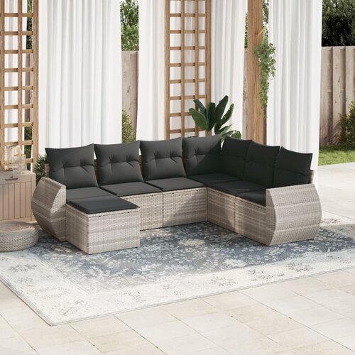 vidaXL 7-dijelni set vrtnih sofa svjetlosivi od poliratana Cijene