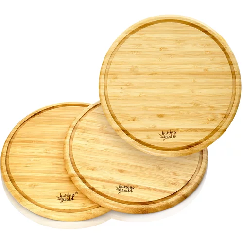 Klarstein 3-delni komplet, bambusovih desk za zajtrk, okrogle, 25 x 1,6 cm (ØxH), enostavno vzdrževanje