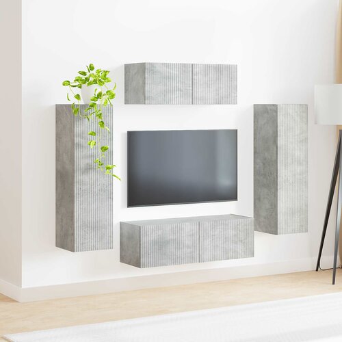  Set TV komoda Zidne 3 pcs Betonski sivi Konstruirano drvo Slike