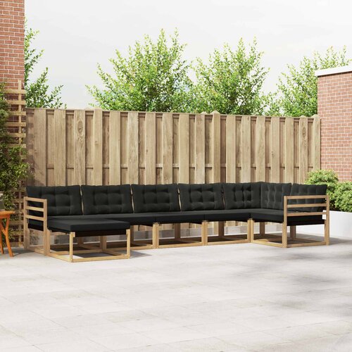  Set vanjskih sofa 7 kom. Bijela i crna Čvrsto drvo akacije Cene