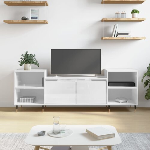 TV ormarić sjajni bijeli 160x35x55 cm od konstruiranog drva Cene
