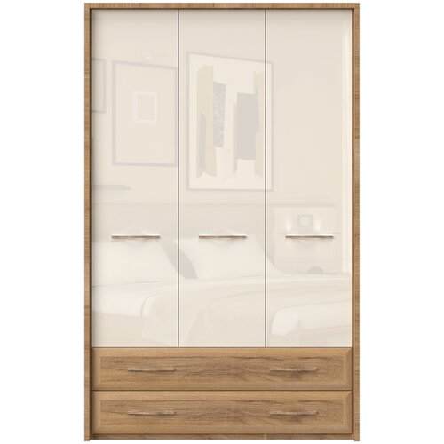 Jela Jagodina plakar P32A/GL - kolekcija Gala - Pacifik orah/Bež Lak - 142x227x60 cm Slike