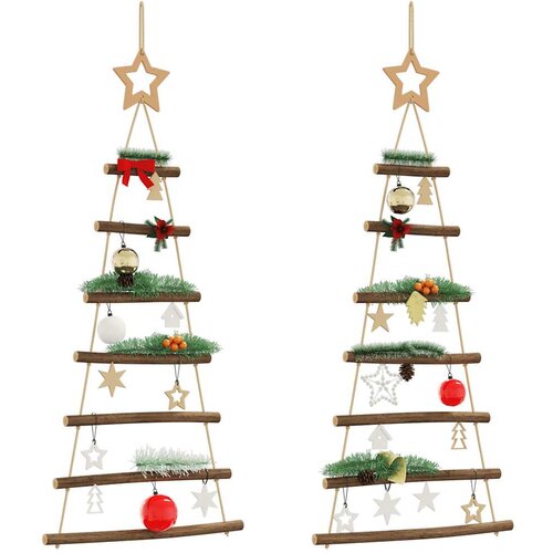 vidaXL Viseća božićna drvca s vrhom zvijezda 2 kom 42 x 90 cm prirodne grane Cijene