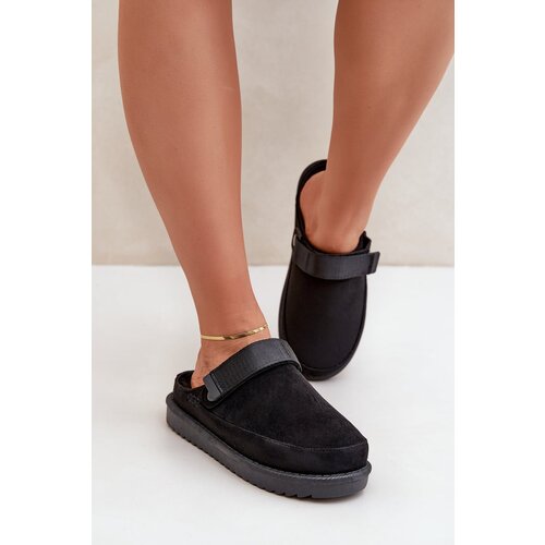 PG2 Warm Ladies Slippers On Platform Black Neliel Slike