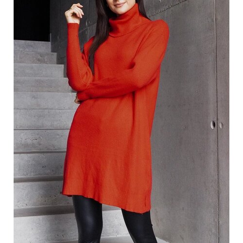 UR/CEO Long red soft turtleneck sweater Kali Slike