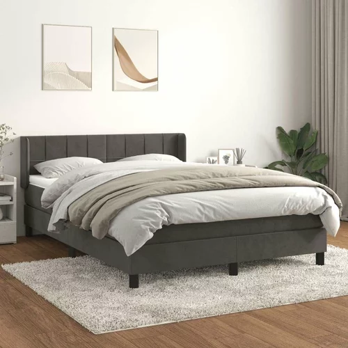  Box spring postelja z vzmetnico temno siva 140x200 cm žamet, (20725769)