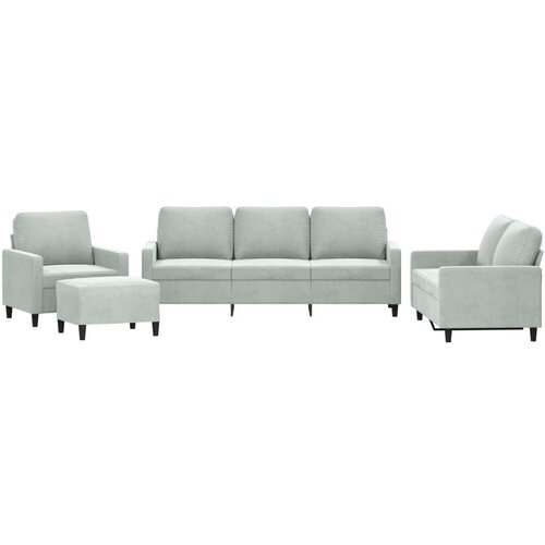 Maison Chic Sedežna garnitura - kavč 4-delna z blazinami svetlo siv žamet, (21728685) Cene