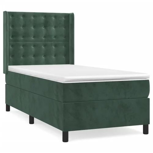 vidaXL Box spring postelja z vzmetnico temno zelena 80x200 cm žamet, (20930563)