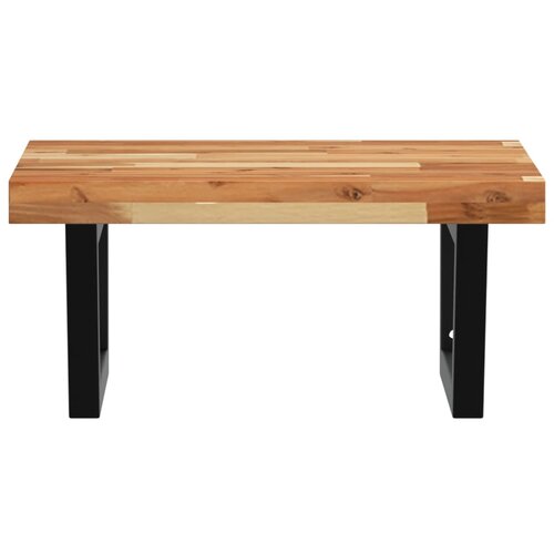  Zidna polica za umivaonik od čelika i masivnog bagremovog drva Smeđa 50 x 50 x 4 cm Slike