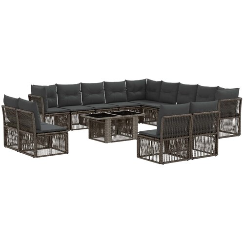  Sjedeća garnitura za vrt 14 kom. Crna poliratan 100 x 55 x 73 cm Slike
