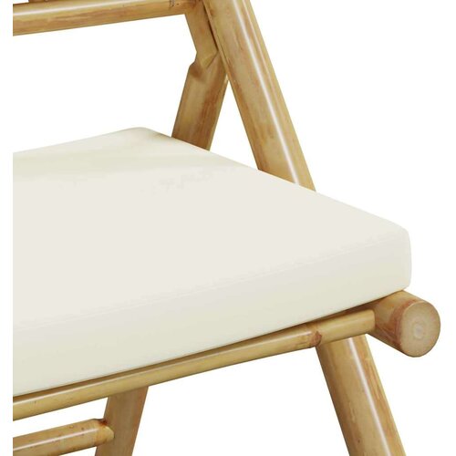 VidaXL 5-dijelni sklopivi bistro set s krem bijelim jastucima bambus Slike