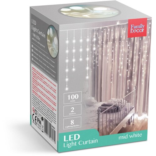 Family Christmas LED zavesa 100 LED 2,2m IP44 bela barva svetlobe Cene