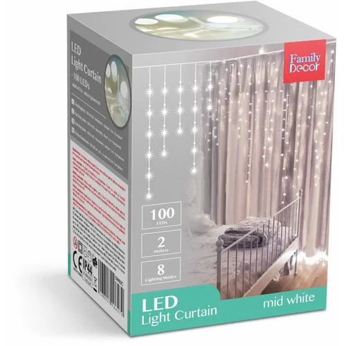 Family Christmas LED zavesa 100 LED 2,2m IP44 bela barva svetlobe