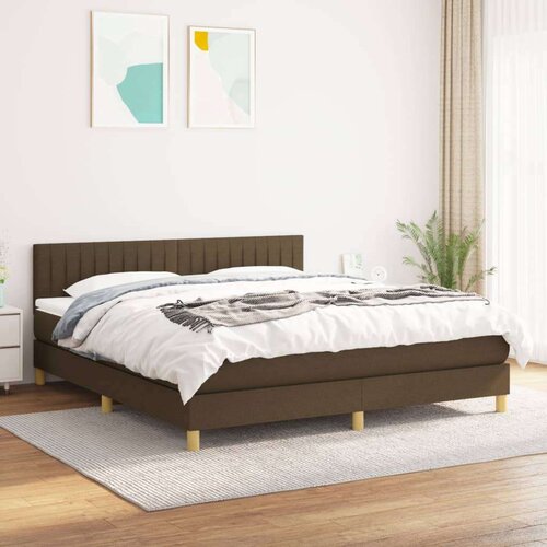  Box spring postelja z vzmetnico temno rjava 180x200 cm blago, (20902153) Slike