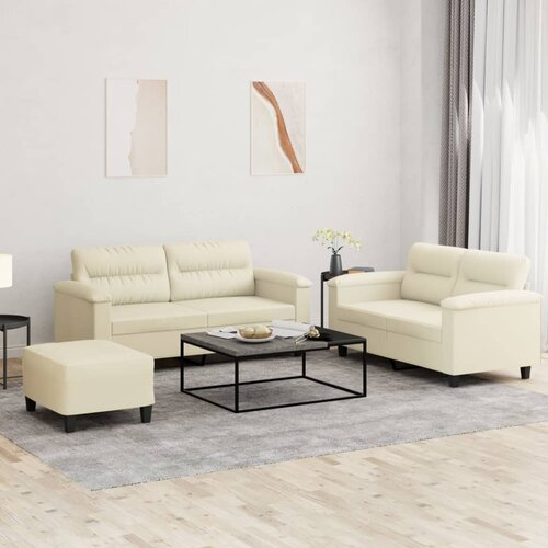  3-dijelni set sofa s jastucima krem od umjetne kože Cijene