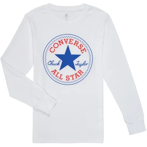 Converse Majice z dolgimi rokavi CHUCK PATCH LONG SLEEVE TEE Bela